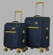 Navy Blue Softshell Trolley Suitcase Set - 2