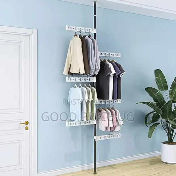 Floor-to-Ceiling Adjustable Tension Pole Garment Rack - 1