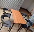 Foldable Table with 4 Curved-Back Armchairs - 1
