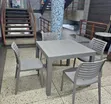 Grey Square Plastic Dining Table with 4 Armless Chairs - 2