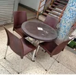 Round Dining Table with 4 Brown Rattan-Textured Chairs - 2