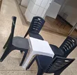 1 Small White Table + 4 Black Woven Chairs - 1