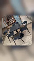 1 Small Square Table + 4 Curved Back Arm Chairs - 1