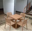 Brown Square Dining Table with 4 Armless Chairs - 2