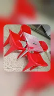 1 Red Table + 4 Molded Plastic Arm Chairs - 1