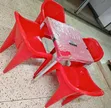 1 Red Table + 4 Molded Plastic Arm Chairs - 2