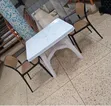 1 Square White Table with 2 Rattan Chairs - 2