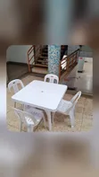White Dining Set - Table and 4 Chairs - 2