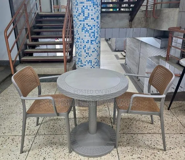 1 Small Round Table + 2 Rattan Chairs - 1