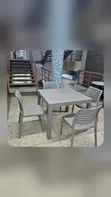 Grey Square Dining Table with 4 Grey Armless Chairs - 2