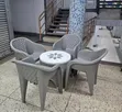 1 Round Plastic Patio Table + 4 Molded Plastic Arm Chairs - 1