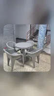 Round Table with 4 Molded Plastic Arm Chairs - 2