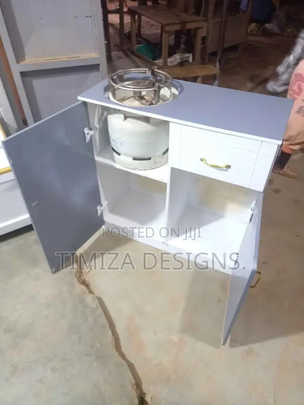 Gray and White Gas Cabinet - 1