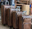 Coffee Brown PU Leather Travel Suitcases - 4 Piece Set - 1