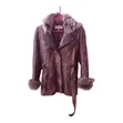 Brown Faux Leather Jacket with Fleece Trim - 2