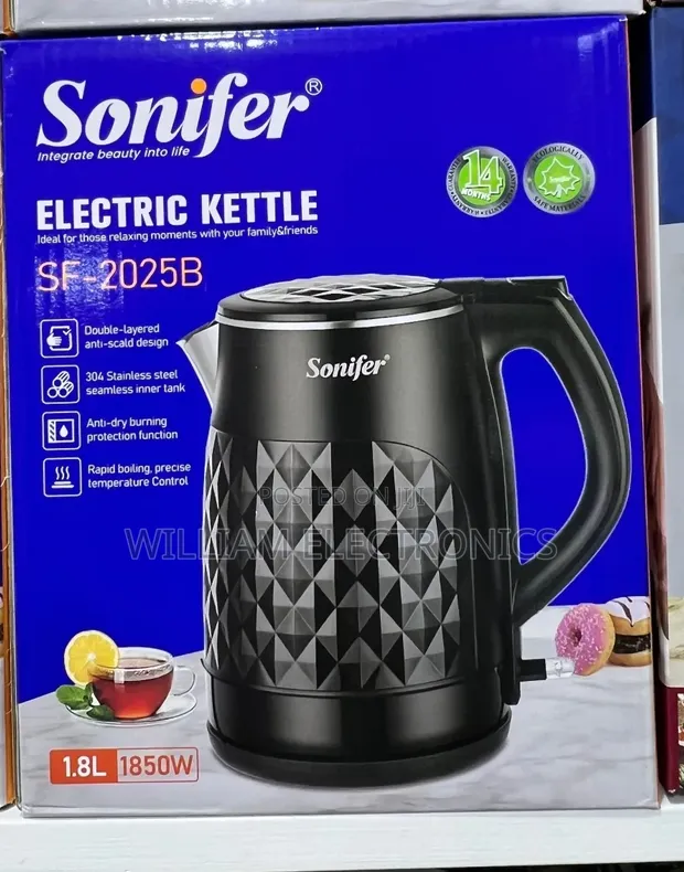 Sonifer 1.8L Electric Kettle - Black - 1