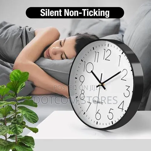 Quartz Medium Wall Clock 12'' Silent Non-Ticking Round Modern - 1