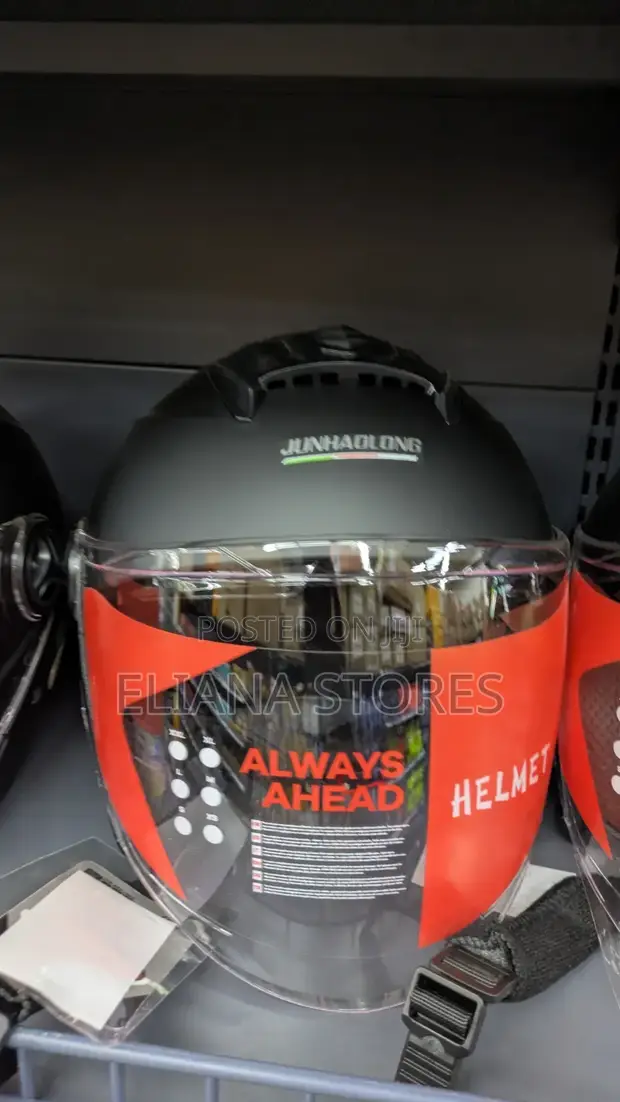 JUNHAOLONG Open-Face Motorcycle Helmet - Matte Black - 1