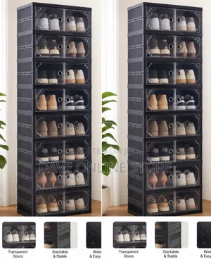 9-Layer Stackable Shoe Rack with Magnetic Doors