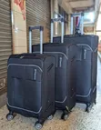 3pc Black Dfavors Fabric Travel Suitcase Set - 1