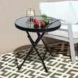 18-Inch Foldable Table with Black Tempered Glass Top - 1