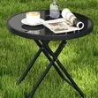 18-Inch Foldable Table with Black Tempered Glass Top - 2