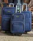 Blue Fenhua Fabric Trolley Suitcase 3pc Set - 1