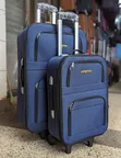 Blue Fenhua Fabric Trolley Suitcase 3pc Set - 2