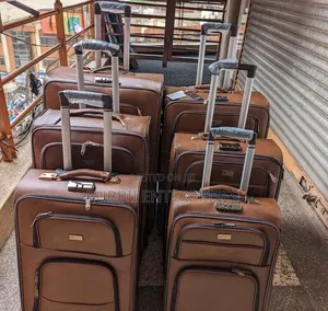 Brown PU Leather 3-Piece Travel Luggage Set