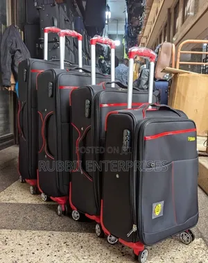 Prince Black and Red 4-Piece Nylon Suitcase Set