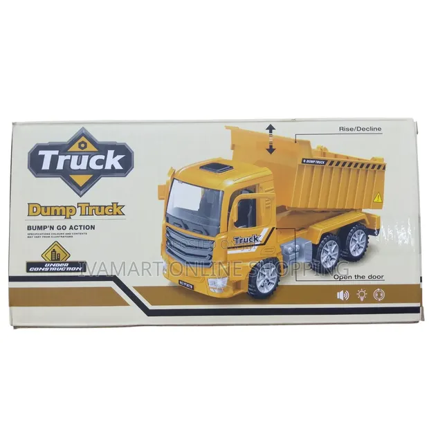 Kids Interactive Yellow Dump Truck Toy - Bump 'N Go, Lights & Sounds - 1