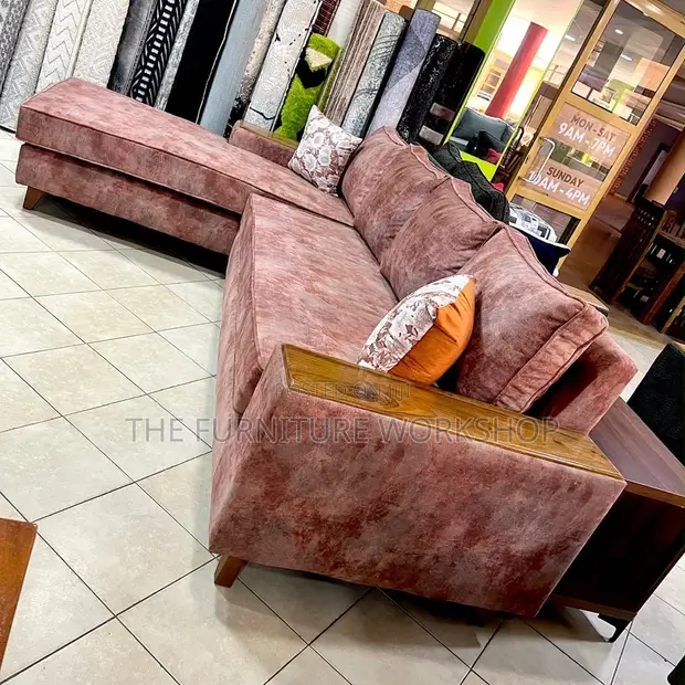 L-Shaped Sofa with Springs and Fiber - 1
