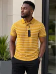 Stylish Polo T-Shirt - White with Black Stripes - 2