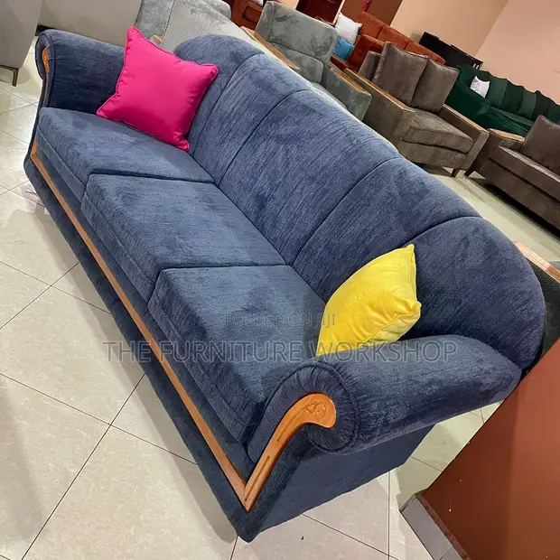 Blue Vintage Sofa with Springs - 1