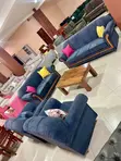 Blue Vintage Sofa with Springs - 2