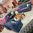 Blue Vintage Sofa with Springs - 3