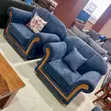 Blue Vintage Sofa with Springs - 5