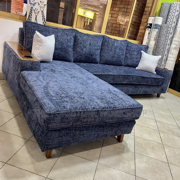 New L-Shaped Sofa with Springs - 1