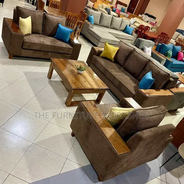 Coffee Brown 6 Seater Sofa Set - 1