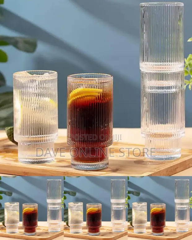 Stackable Fluted Ribbed Glasses (Set of 6) - 1