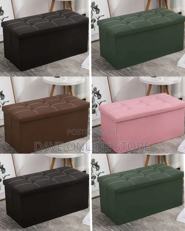 Multi-Colored Fabric Storage Ottoman Bench - 1