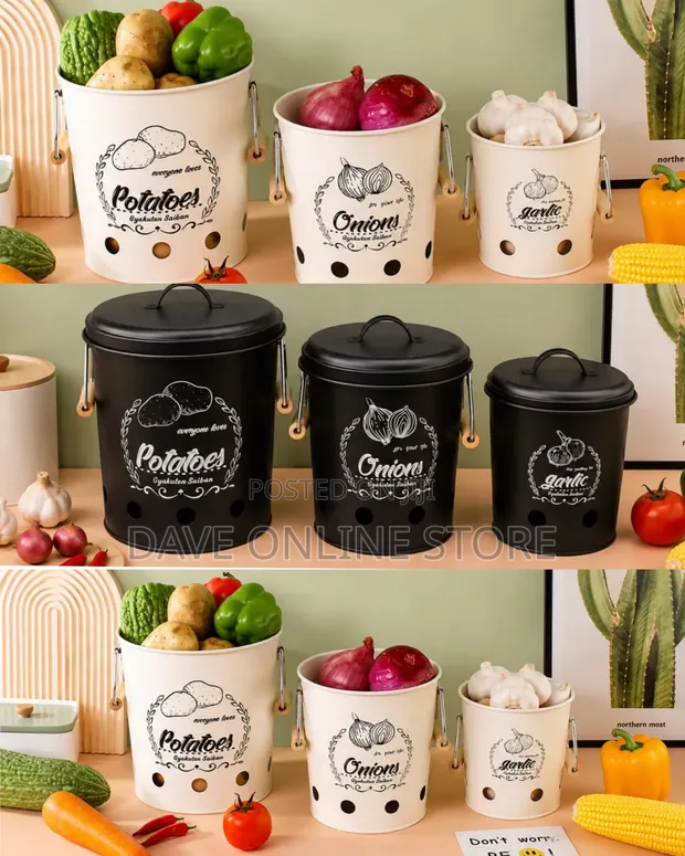 3-Piece Farmhouse-Style Vegetable Storage Set - 1