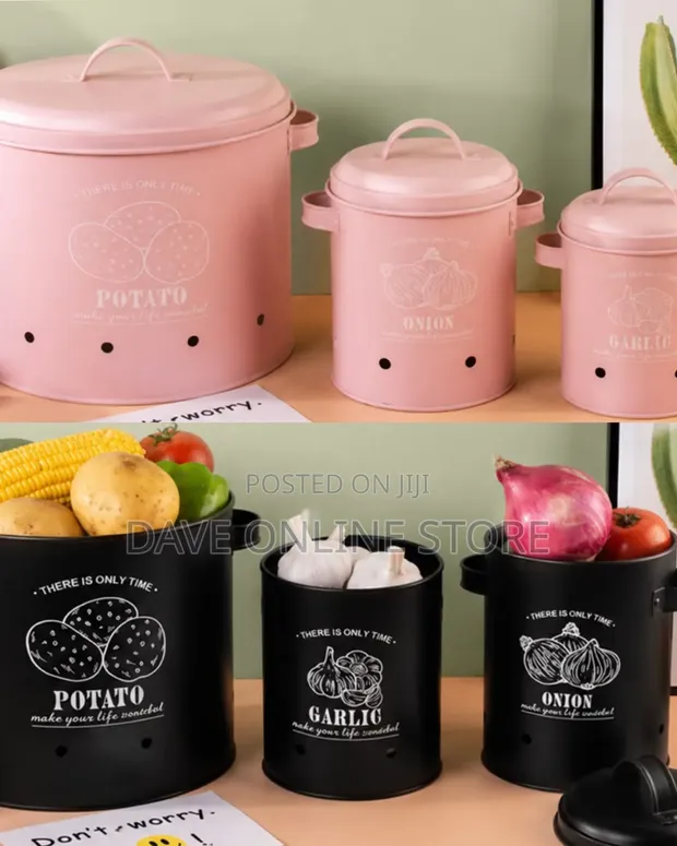3-Piece Potato, Onion & Garlic Storage Bins Set - 1