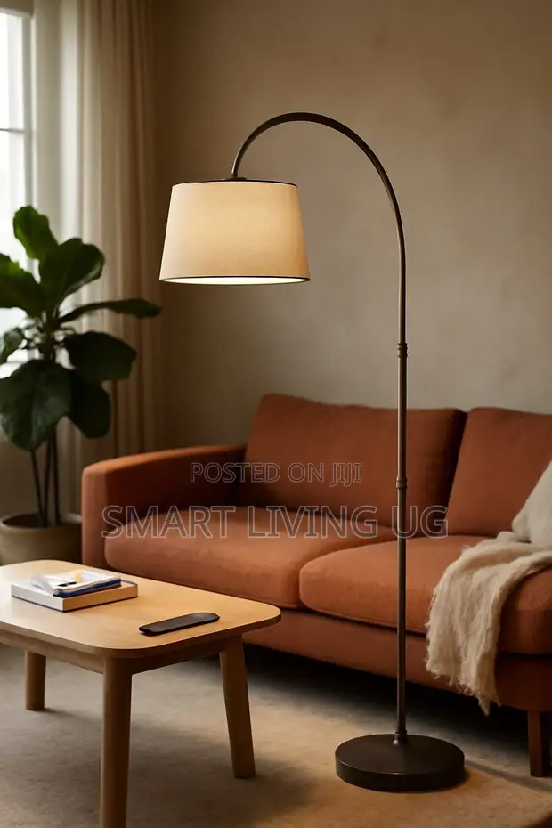 Tall Arc Floor Lamp with Weighted Metal Base - 1