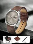 TOMI Brown Business Calendar Leather Quartz Men's Watch Set with Wallet & Pen - 2