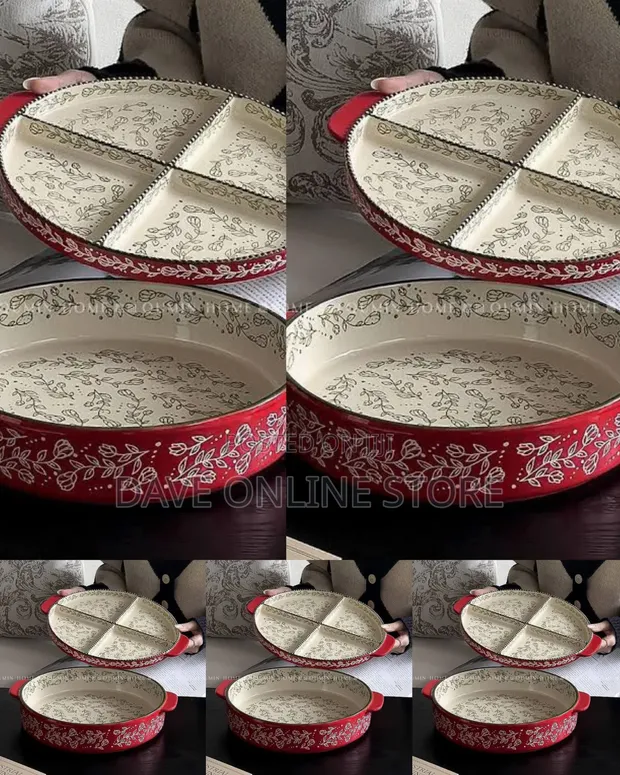 Festive 2-Piece Ceramic Bohemian Lasagna and Baking Tray Set - 1