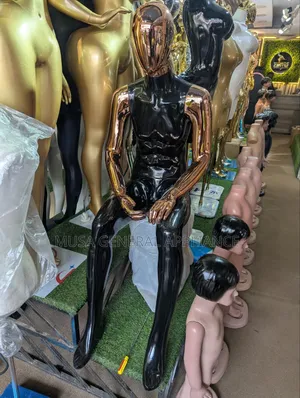 Metallic Muscular Male Display Mannequin - Black & Rose Gold