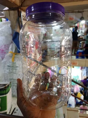 PET Storage Jar with Ribbed Cylindrical Body