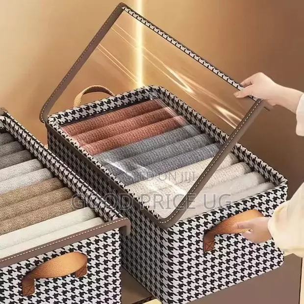 Houndstooth Fabric Clothes Organizer Box - 1