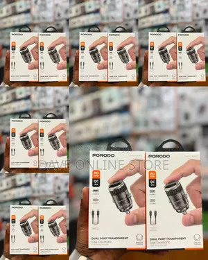 Porodo Dual Port Transparent Car Charger (36W PD/QC)